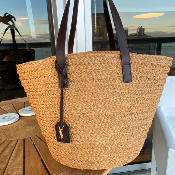 Saint Laurent Handbags - SOLD✨Saint Laurent Medium Panier Straw Tote
